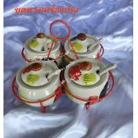 ราคา ชุดพวงเครื่องปรุง ชุดใส่เครื่องปรุงเซรามิคลายไก่ (21900949263)