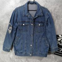 ราคา ผ้ามือสอง แจ็คเก็ตยีนส์แขนยาวแต่งขาด (21527194724)