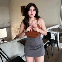 ราคา MesubShop เสื้อสายเดี่ยวไหมพรม สไตล์เกาหลี ช่วงสายมีแต่งโซ่คล้อง รุ่น กุญแจ B 020 3 A (19714557266)