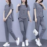 ราคา ชุดผู้หญิงไซส์ใหญ่ชุดเก็บเนื้อทรงหลวมสำหรับคนอ้วนชุดฤดูร้อนปี2022ชุดสองชิ้นแฟชั่นเรียบง่ายคลุมท้องใส่แล้วดูผอมเพรียวสำหรับสาวอวบ (20033133024)