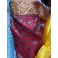 ราคา ตัดแบ่งเป็นหลา ผ้าไหมอินเดีย ตัดชุดส่าหรี ตัดชุดไทย สไบ ผ้าถุง ผ้าเงาทอลายสวยงาม หน้ากว้าง 44 (22098311267)