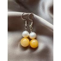 ราคา ต่างหูไข่มุกแท้ หินหยกน้ำผึ้ง หินนำโชค มุกแท้สีขาว ขนาด9 10มิล (7483438617)