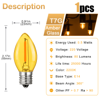 ราคา หลอดไฟเอดิสันแบบเรโทร0 5W ไส้หลอดไฟ E12 E14 110V 220V หลอดไฟแสงขาวนวลหรี่ได้ประหยัดพลังงานของตกแต่งบ้าน90 (22106496049)