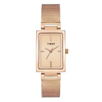 ราคา Timex TWEL11309E Fashion Womens Rose Gold Dial Rectangle Case 3 Hands Function Watch 20mm (21715037360)