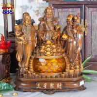 ราคา ฮกลกซิ่ว ยืนกระถางทองส้ม พร้อมสมบัติ งานเรซิ่นสีไม้ พร้อมฐาน มีมา 2 ขนาด 13 16 นิ้ว (22184909377)