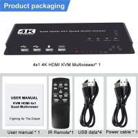 ราคา 4K สวิตช์ KVM สำหรับ HDMI 4X1 Quad Multi Viewer 4 In 1 Out หน่วยประมวลผล KVM HDMI Multviewer ไร้รอยต่อสำหรับแป้นพิมพ์เมาส์4แชร์พีซี (19330125681)