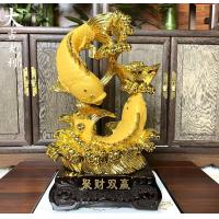 ราคา เสริมมงคลโชคลาภ ปลาหลีฮื้อคู่ เลข8 เรียกโชคลาภ และเงินทองให้เข้ามาตลอด งานเรซิ่นพ่นทรายทอง มี 3 ขนาด (16180867353)