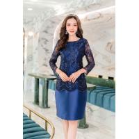 ราคา DressyHappy ชุดเดรสไปงานแขนซีทรูเนื้อผ้าลูกไม้ปักลายดอกปักกลิตเตอร์ หรูหรา ตัวเสื้อปักหน้าสั้นหลังยาวมีไซส์สาวอวบ M 5XL (21373908107)