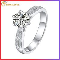 ราคา แหวนแหวนหมั้นเพชรเม็ดเดี่ยว925เงินสเตอร์ลิง BONLAVIE สว่างจ้ากลมตัด5A 4 5ct แหวนเพชรสังเคราะห์แต่งงานสำหรับผู้หญิง (22120893862)