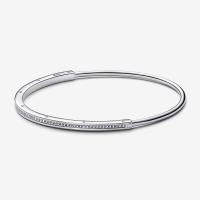ราคา ช้อปปิ้งปลอดภาษี P เงิน925 14K Rose Gold สร้อยข้อมือ กำไล Signature Series Pavé Set Classic Bracelet ต้นฉบับแท้ (22434162374)