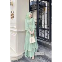 ราคา มีอก34 50 ชุดเดรสอิสลาม ชุดเดรสมุสลิม ชีฟอง อาบาย่าดูไบ (22217543614)