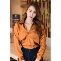 ราคา เสื้อเชิ้ต lll Freesize lll Z025 แขนยาว แต่งอกเกรียวผ้าซาร่า อย่างดี เรียบหรู (22058237771)