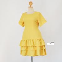 ราคา 2617R เดรสผ้าด๊อปบี้คอกลมระบาย3ชั้น (22307829000)