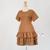 ราคา 2617R เดรสผ้าด๊อปบี้คอกลมระบาย3ชั้น (22307828999)