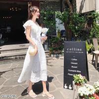 ราคา Dress เดรสลูกไม้สีขาว แต่งระบายคลุมไหล่ งานลูกไม้ลายสวย มีซับใน ชุดทำบุญ 9849 (16448389115)