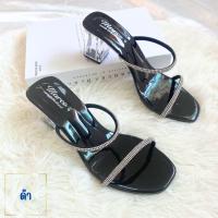 ราคา รองเท้าส้นแก้วไซส์ใหญ่ แบรนด์ Marco รุ่น B1021 ส้นสูง2นิ้ว ดีไซน์สายคาดเพชรด้านหน้า 2 เส้น มีไซส์41 45 (21167721493)