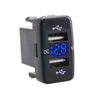ราคา ที่ชาร์จUSB 2ช่อง 3 1Aกับวัดโวลท์ 2in1 สำหรับรถToyota VIGO สีเขียว (22238719271)