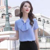 ราคา เสื้อชีฟองเสื้อทำงานแขนสั้นผู้หญิงเสื้อลูกไม้แฟชั่นเสื้อหลวมๆไม่รีด (17379612987)