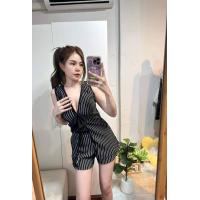 ราคา ชุดเซ็ท 2 ชิ้น เสื้อแขนกุดแต่งโบว์หน้าอก กาเกงเอวสูงมีกระเป๋า2 ข้าง ฟรีไซส์sml xl ป้ายไอซี้ช๊อป (22355405137)