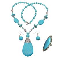 ราคา สร้อยคอสีเทอร์ควอยซ์สีเขียวชุดเครื่องประดับเทอร์คอยส์ต่างหูสร้อยคอจี้เทอร์ควอยซ์ชุดห่วงวัสดุเทอร์ควอยซ์สไตล์วินเทจ (18994203992)