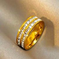 ราคา OYJR แหวนเพชรไม่ลอก แหวนสแตนเลสแท้ แหวนทองคำขาวผู้หญิง (16742413564)