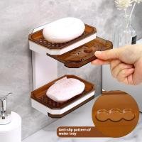 ราคา กล่องสบู่ที่แขวนกล่องสบู่ที่วางสบู่สำหรับห้องน้ำสองชั้นแบบไม่เจาะรูกล่องสบู่สบู่น้ำทิ้งติดผนัง (21694250901)