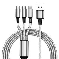 ราคา 1 2M 2A สายชาร์จ3 in 1 ชาร์จเร็ว 3 หัวCharging Cable USB to Micro USB Type C ไอโฟน สายชาร์จมัลติฟังก์ชั่นถักไนลอน ใช้กับมือถือ iPhone 11 7 8 (20531914803)