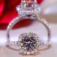 ราคา แหวนเงิน S925เพชร Moissanite จำลอง1กะรัตแหวนคู่สำหรับคู่รักชายและหญิงแหวนสีล้วนสำหรับขอแต่งงาน (21042084936)