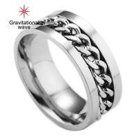 ราคา คลื่นแรงโน้มถ่วงแฟชั่นผู้ชายหมุนได้โซ่ไทเทเนียมเหล็กแหวนนิ้วหมั้นเครื่องประดับของขวัญ (2010140019)
