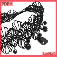 ราคา ร้านแฟชั่น PDBH ลดราคาด่วนผ้าพันรอบคอลายลูกไม้โกธิควินเทจสำหรับผู้หญิงสร้อยคอโช้คเกอร์จี้คริสตัลสีดำสร้อยโชคเกอร์ลูกปัดโลลิต้า (21286358043)