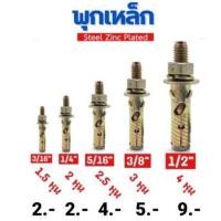 ราคา พุกเหล็ก ชุบรุ้ง หกเหลี่ยมมีเขี้ยว ปุ๊กเหล็ก พุ๊กเหล็ก สตัดโบลท์ มีขนาด 3 16 1 4 5 16 3 8 1 2 นิ้ว (16334447440)