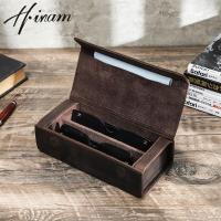 ราคา Hiram หนังเครซีฮอร์สวินเทจทำด้วยมือ2ช่องกล่องแว่นเดินทางแบบพกพาที่ใส่แว่นตาพร้อมหัวเข็มขัดแม่เหล็ก (21999520175)