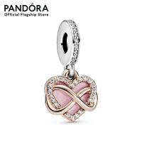 ราคา 100 Original Pandora Infinity heart Rose and sterling silver dangle with clear cubic zirconia and pink enamel Jewelry Charm Pendant Rose Gold Charm Rose Gold Charm 100 original Pandora Jewelry (222088