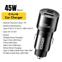 ราคา Essager PD 45W ชนิดที่ชาร์จแบตในรถ C L A พอร์ตชาร์จแบบย้อนกลับอัจฉริยะ27W ชาร์จเร็วได้อย่างปลอดภัยปกป้องรถยนต์ที่ชาร์จแบตในรถที่ชาร์จสำหรับไอโฟน (22207244957)