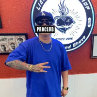 ราคา Proclub เสื้อทีเชิ้ตแขนสั้นใส่ด้านในงานฝีมือดีสีพื้นไซส์ใหญ่ทรงหลวมแนวฮิปฮอป HIPHOP แบรนด์ฮิตจากอเมริกาสำหรับผู้ชายฝั่งตะวันตก (20484023958)