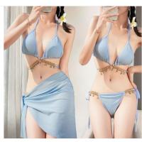 ราคา ชุดว่ายน้ำ bikini เซ็กซี่ ชุดบิกินี่ ชุดว่ายน้ำแขนยาว 4 ชิ้น (22303684282)