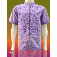 ราคา เสื้อผ้าฝ้ายพิมพ์ลายชาย แขนสั้น สีม่วงอ่อน รหัส 26 (21766457354)