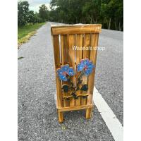 ราคา ที่ใส่ร่ม ใส่ไม้กวาด ใบใหญ่ ตะกร้าไม้สักแท้ ติดดอกไม้สักลงสีสวยงาม (22035142653)