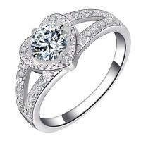 ราคา Fashion 925 Sterling Silver Love Heart Rings Cubic Zirconia Diamond Ring Bridal Wedding Engagement Band Ring Jewelry (18495275643)