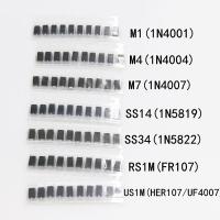 ราคา 70pcs 90pcs 200pcs 260pcs SMD Diode Kit Switching Diode Schottky Diode Rectifier Diode Assorted Kit 1N4001 1N4004 1N4007 M1 M2 M4 M7 S2M RS1M US1M ES1D SS14 SS110 SS34 LL4148 (21993893221)