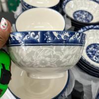 ราคา จานชาม ลายคราม ชามลายไทย ถ้วยลายคราม ceramic bowl ชามสวยๆ ลวดลายสวยงามคมชัด เข้าไมโครเวฟได้ (21729627308)