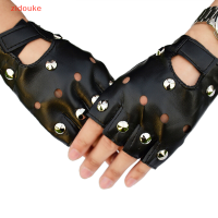 ราคา zidouke หนังถักถุงมือสั้นสีดำ rivets สตั๊ดครึ่งนิ้วถุงมือแฟชั่น (20826076807)