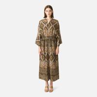 ราคา Praewa Silk Round Neck Kaftan Brown (22228131726)