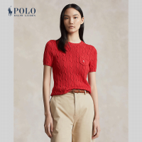 ราคา Polo Ralph Lauren เสื้อกันหนาวผู้หญิง Cable Knit Cotton Short Sleeve Sweater รุ่น WMPOSWENC020880 สีแดง (21846473411)
