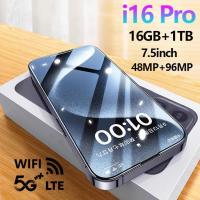 ราคา รับประกัน 1ปี 2024 i16 Pro Max 5G 7 5 นิ้ว โทรคัพท์มือถือ 5G 7 5นิ้ว เต็มหน้าจอ 16GB RAM 1TB ROM มือถือราคาถูก NFC เมนูภาษาไทย 8000mAh โทรศัพท์ป มือถือราคาถูก โทรศัพท์ ถูกๆ ดี โทรศัพท์ มือถือ ส่งฟรี (