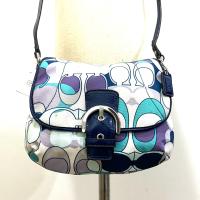 ราคา กระเป๋าสะพาย COACH ของแท้ ใหม่มือ 1 ผ้าลาย Coach สายหนังแก้ว มีตำหนิ ลดราคาล้าง stock COACH 46884 Kyra Scarf Print Crossbody Clearance (21887545994)
