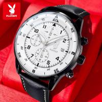 ราคา 100 แท้จริง PLAYBOY นาฬิกา ผู้ชาย กัน น้ำ แฟชั่น สายหนัง ส่องสว่าง โครโนกราฟ ปฏิทิน watch for men นาฬิกา (22489105328)