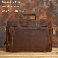 ราคา NASVA กระเป๋าวินเทจกระเป๋าถือผู้ชายกระเป๋าสะพายข้าง Crazy Horse หนังแท้สีน้ำตาลแฟชั่นลำลอง15 6นิ้วกระเป๋าแล็ปท็อป (21727486148)