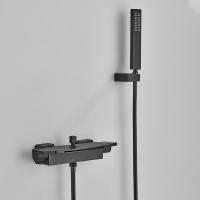 ราคา ก๊อกน้ำฝักบัวอ่างอาบน้ำสีดำก๊อกผสมน้ำเย็นก๊อกอ่างอาบน้ำก๊อกน้ำฝักบัวติดผนังแบบซ่อน (21938081515)