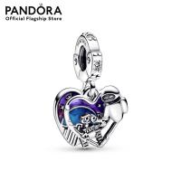 ราคา Silver Disney Wall E and Eve heart sterling silver double dangle with clear cubic zirconia shaded purple to pink and blue glow in the dark enamel (17274819534)